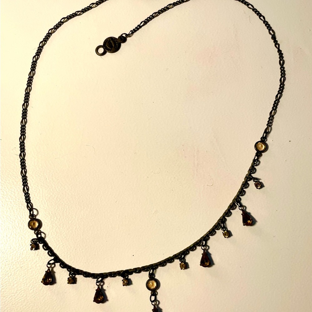 Amber Tone Austrian Crystal Necklace - Picture 3 of 4